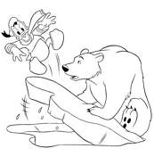 coloriage donald sur iceberg avec ours